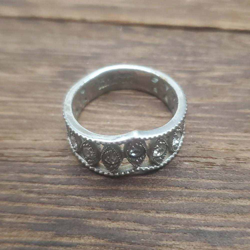 Rhodium size 6.5 R547‎ crown princess ring
